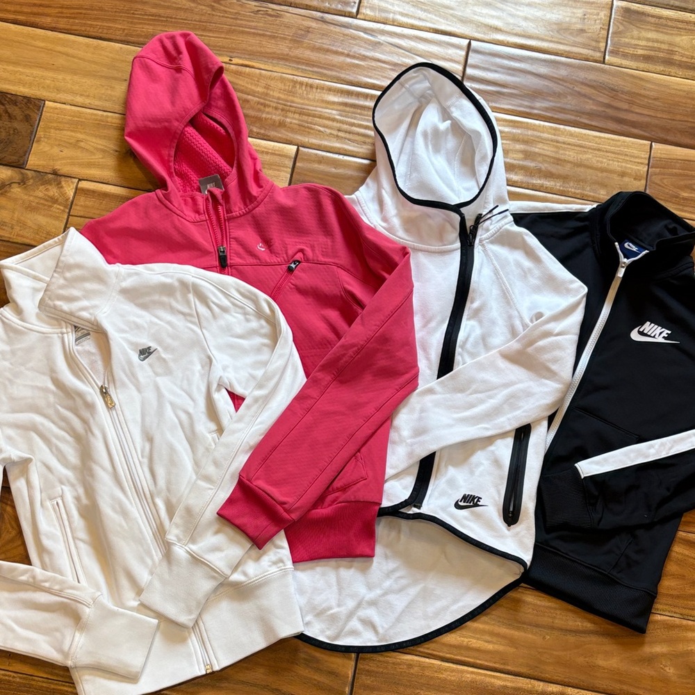 Nike Pink, White, and Black zip up jacket Collection (x4) xs